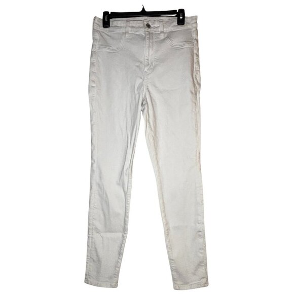 271. American Eagle White Super High-Rise Jegging | Stretch Skinny Jeans Large - Picture 2 of 4